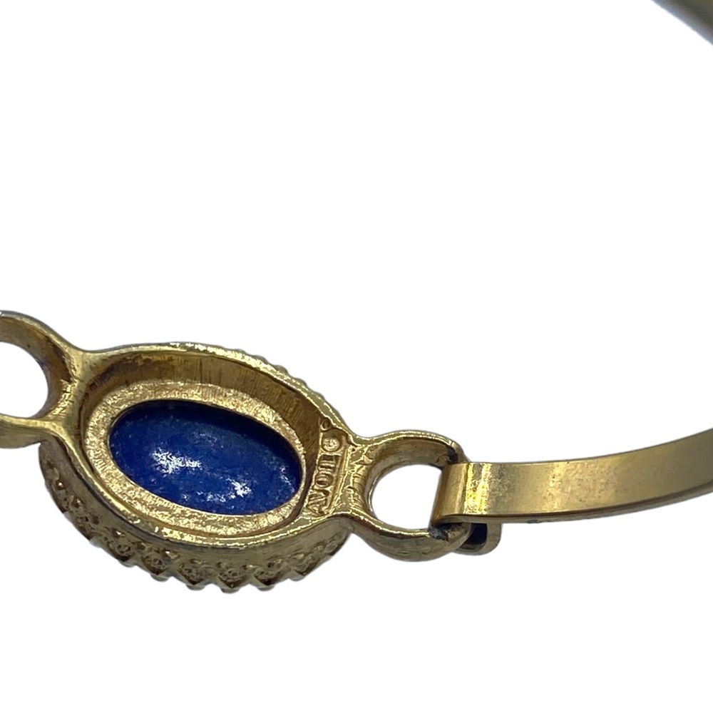 Vintage Avon hinged cobalt blue gold tone bracelet bangle70s size 6” - Picture 5 of 5